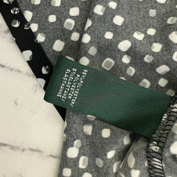 Lauren Ralph Lauren Womens Sheath Dress Size 12 P Black White Dots Stretch - Picture 5 of 10